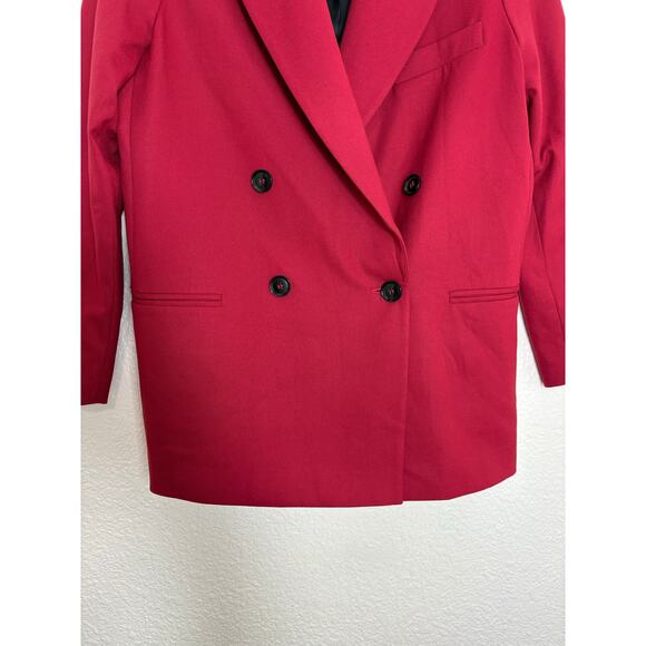 Mango Double-Breasted Structured Oversized Blazer Women’s Size Small Red - Picture 10 of 13